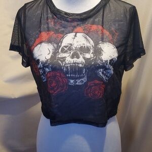 Romwe Skull Crop Top SZ XLG